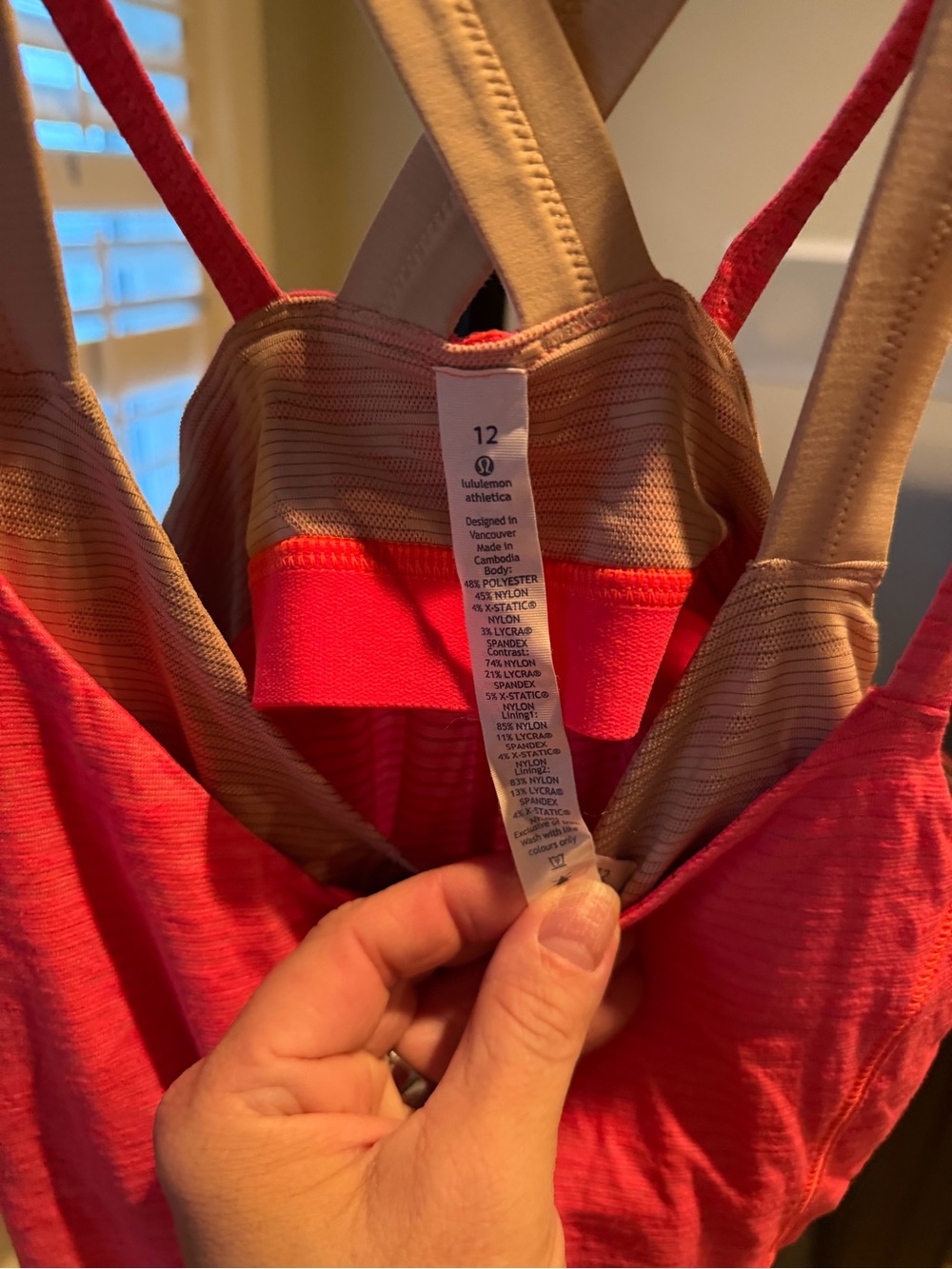 lululemon athletica Bright Pink Tank with Beige Straps - Picture 3 of 3